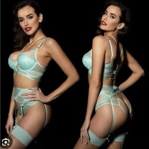 Honey Birdette Vanessa Lingerie Set in Mint Green 34B